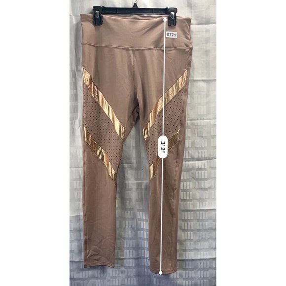 BSP  Antler&Gold Cutout Accent Contrast HighWaist Leggings Women Size XL  Brown - Picture 6 of 16